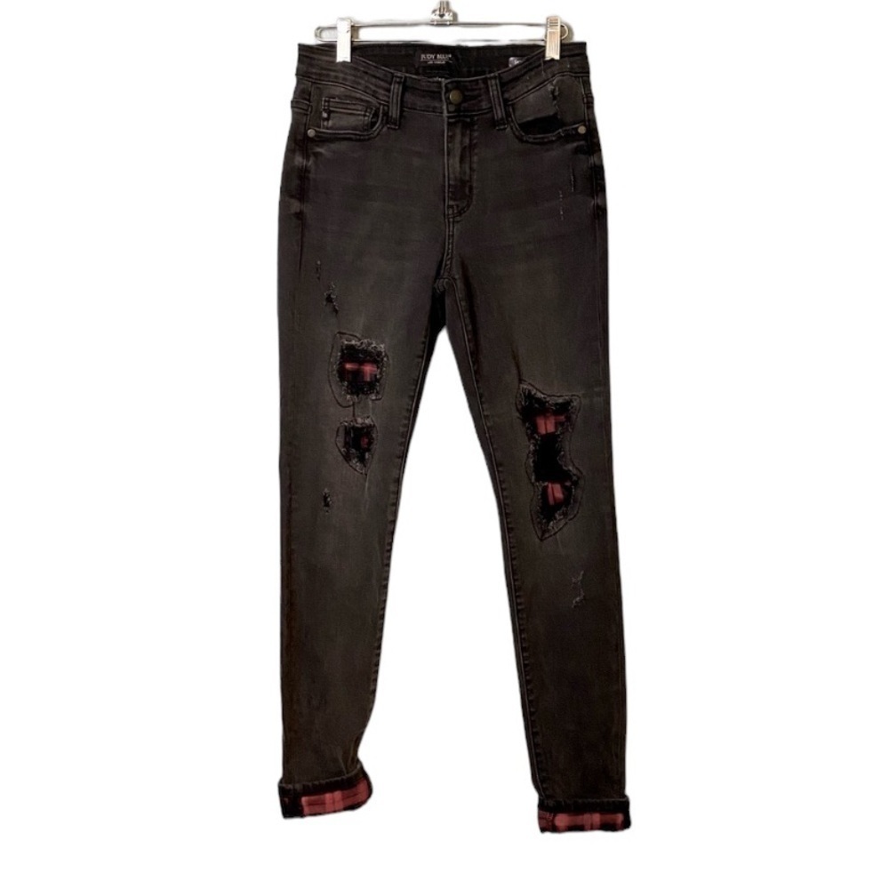 Judy Blue JB82191BK Skinny Fit Jeans Black Denim Buffalo Patch Size 3/26